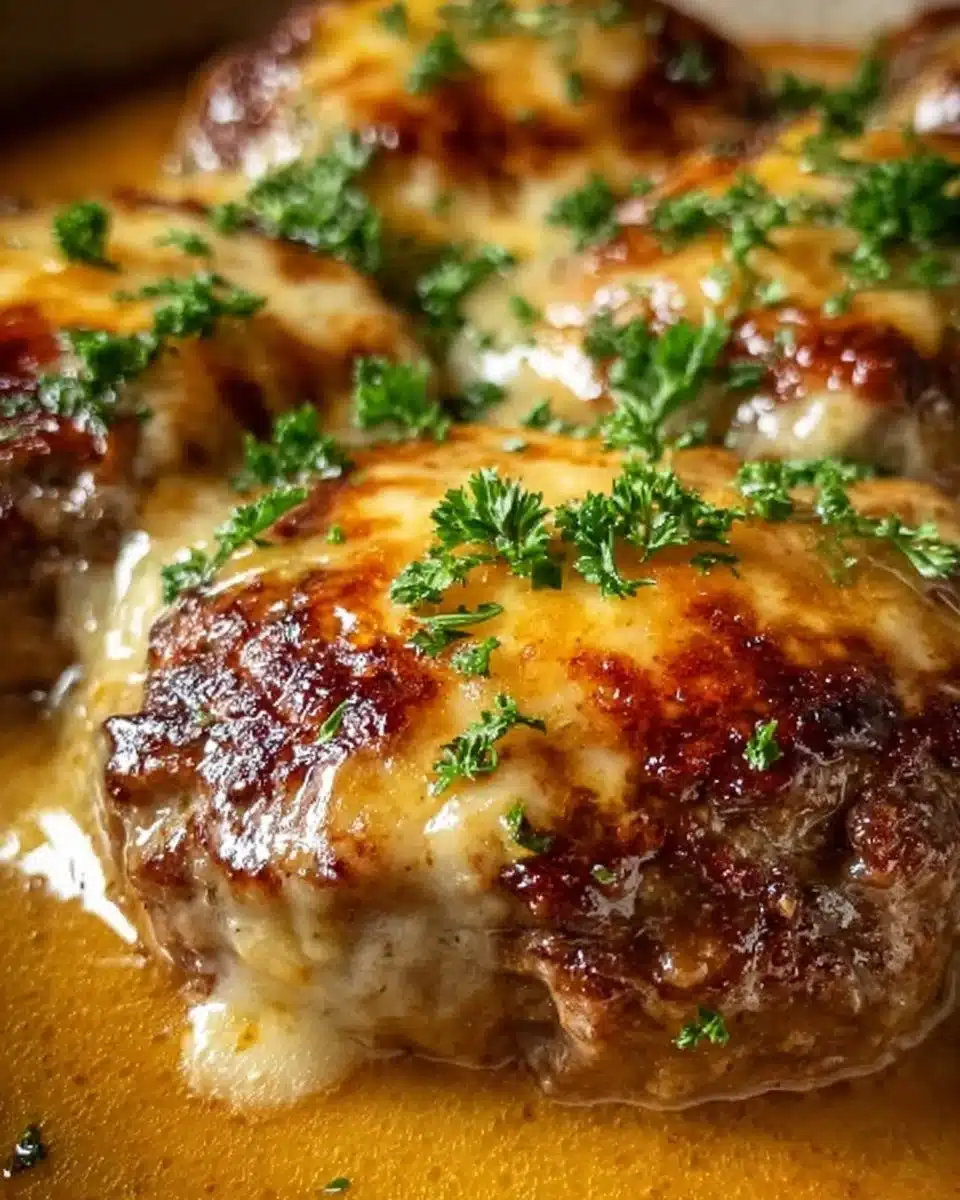 Amish Hamburger Steak Bake with juicy hamburger steak and rich gravy