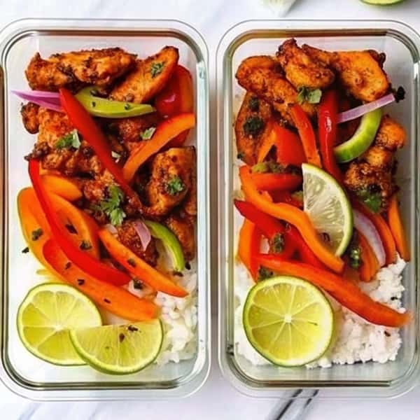 chicken fajita meal prep bowls