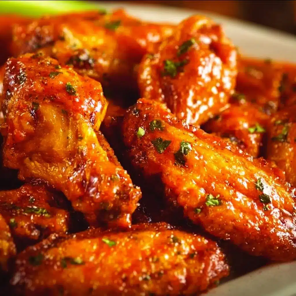 Crispy and saucy Buffalo Chicken Wings served with dipping sauce