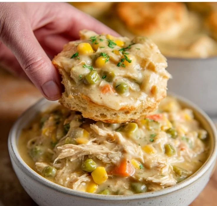 Delicious Crock Pot Chicken Pot Pie with vegetables and flaky crust