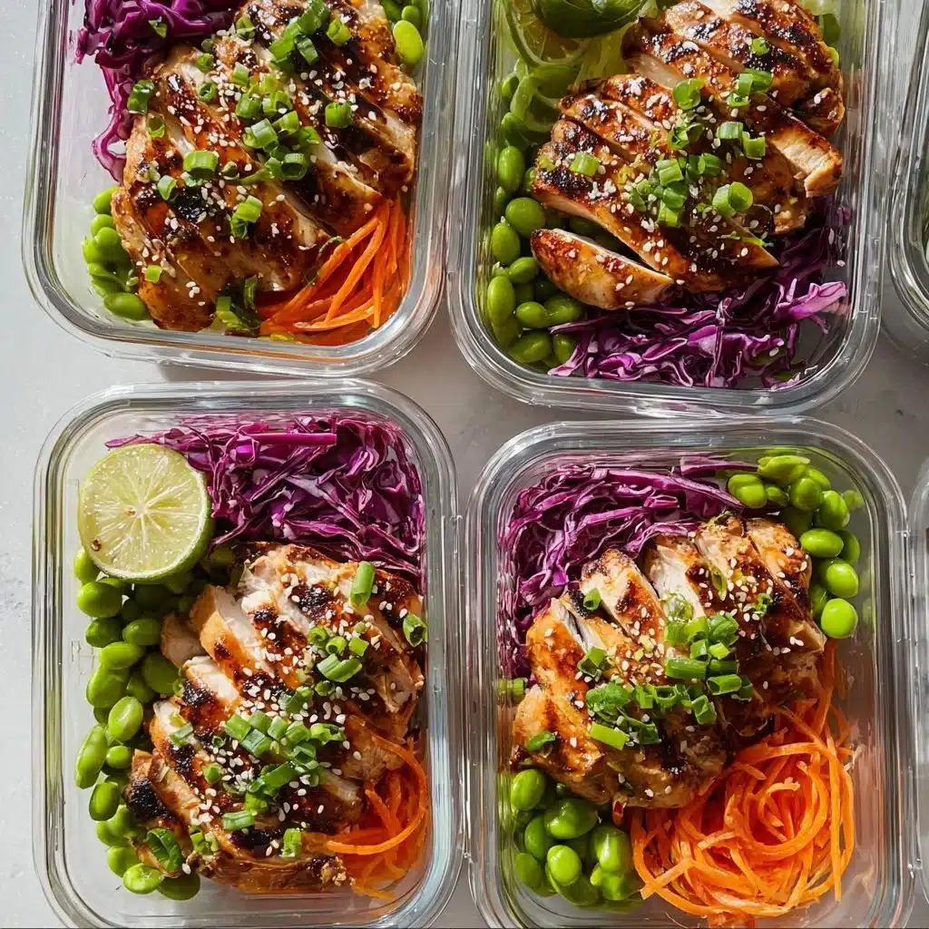 Delicious Miso Chicken Vermicelli Bowls topped with fresh herbs and vegetables.