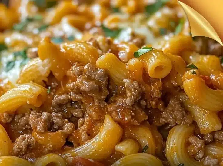One Pot Beefaroni dish served in a bowl