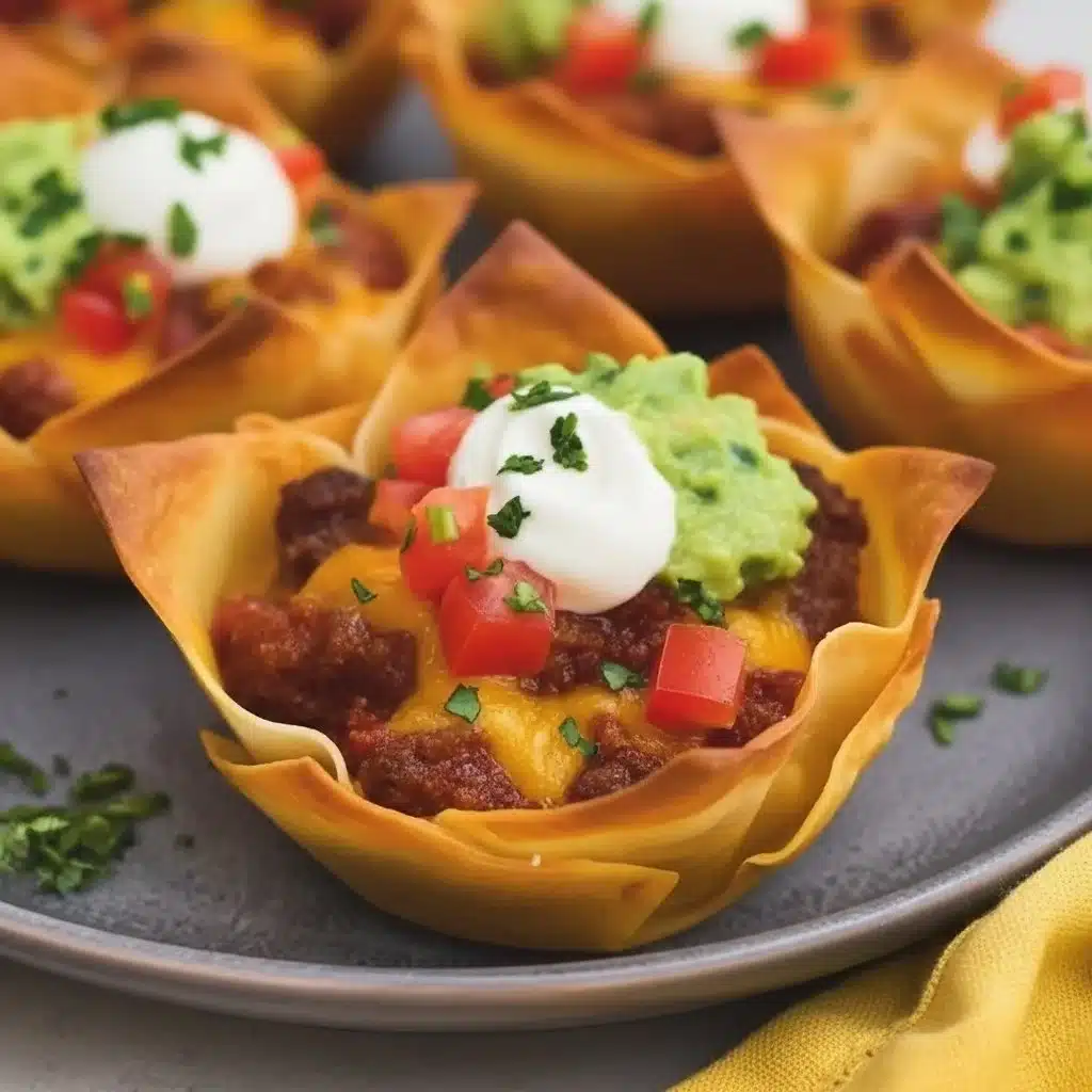 Delicious homemade taco cups filled with meat and toppings